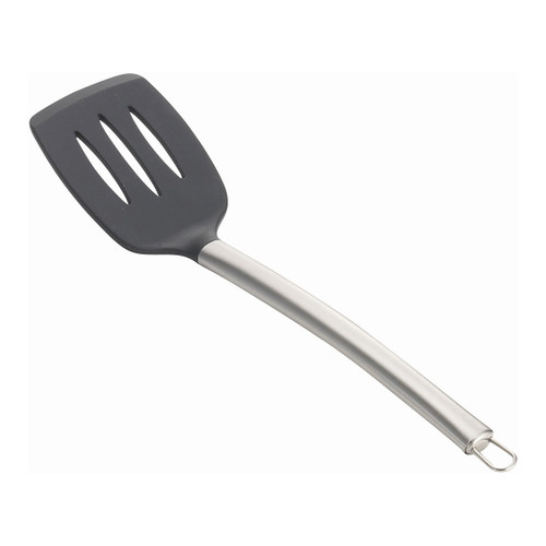 Tablecraft CW402 Silicone Slotted Spatula with Stainless Steel Handle - 14"