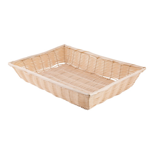 Tablecraft 1192W Rectangle Natural Polypropylene Basket, 16" x 11" x 3"