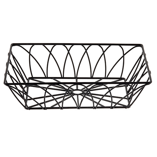 Tablecraft 10537 Rectangular Black Metal Wire Serving Basket, 9 x 6 x 2.5"