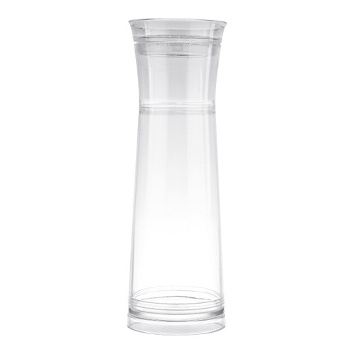 Tablecraft 10111 40 Oz. Clear Gravity Flow Plastic Carafe with Strainer