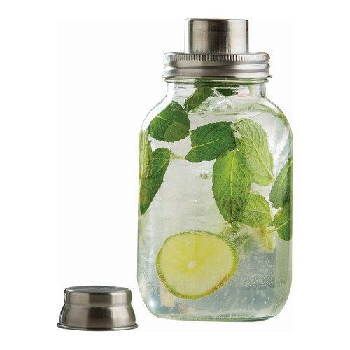 Tablecraft MJS30 30 Oz. Mason Jar Cocktail Shaker with Metal Top