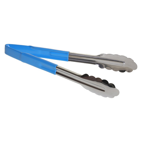 Tablecraft 3774BLEU Tongs, 9-1/2", One Piece, Vinyl-Coated, Blue