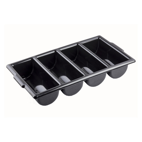 Tablecraft 1524B Cutlery Bin, 21-5/8" x 12", (4) Sections, Black