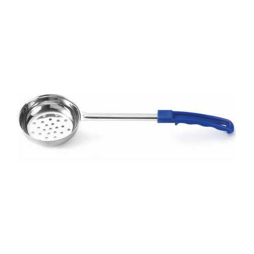 Tablecraft 6708 8-oz One-Piece Solid Stainless Steel Spoonout with Blue Handle