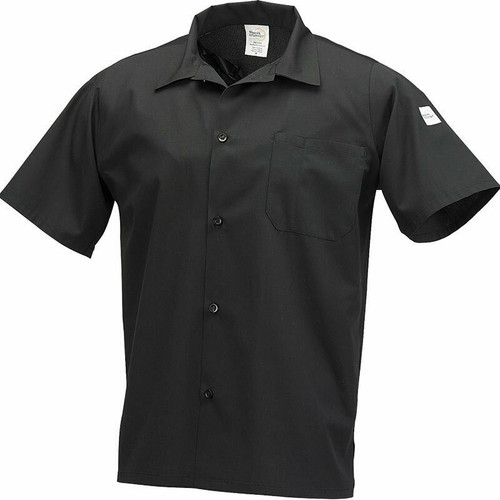 Mercer M60200BK1X Unisex Cook Shirt, Black, Short Sleeve, X-Large