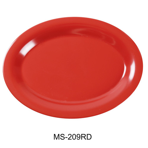 Yanco MS-209RD 9 1/2" x 7 1/4" Red Oval Melamine Platter