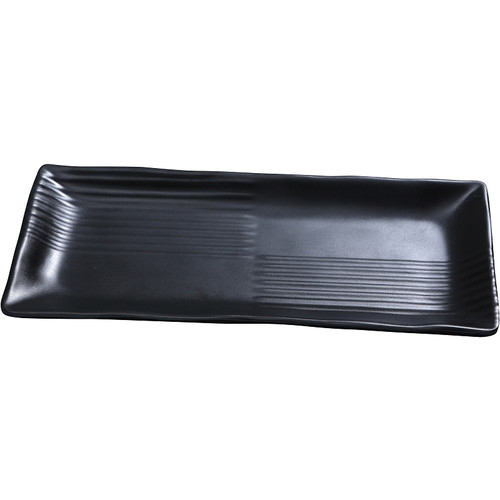 Yanco BP-2212 Black Pearl 12" x 5 1/2" Rectangular Melamine Plate