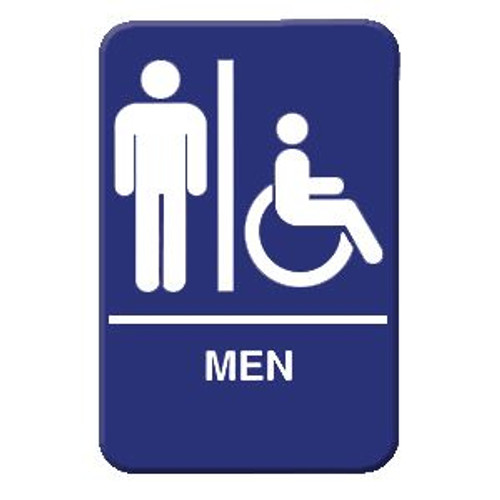 Thunder Group PLIS6914BL 6" x 9" Blue and White Men w/ Accessible Sign