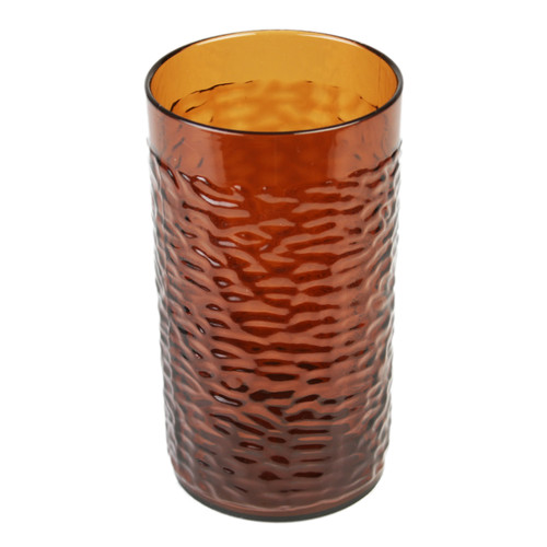 Thunder Group PLPTB016A 16 oz. Amber Pebbled Textured Plastic Tumbler - 12/Pack