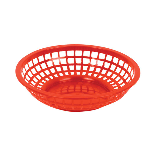 Thunder Group PLBK008R 8" Round Red Plastic Fast Food Basket - 12/Pack