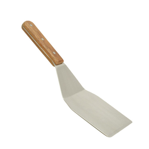 Thunder Group SLTWHT003 5" x 2 7/8" Stainless Steel Square Blade Turner with Wood Handle