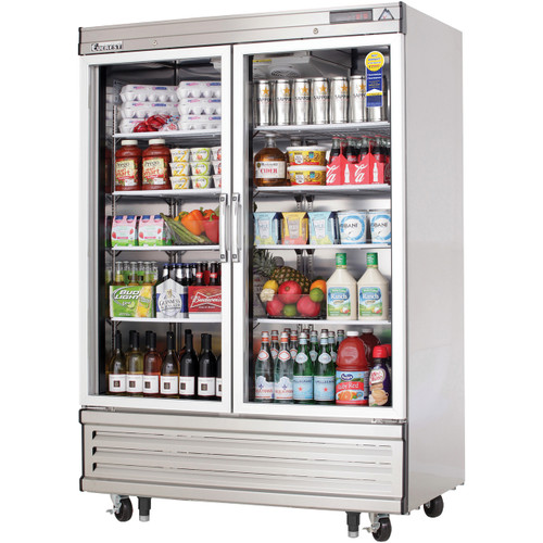 Everest Refrigeration EBGR2 54.5" Two Section Glass Door Upright Reach-In Refrigerator - 40 Cu. Ft.