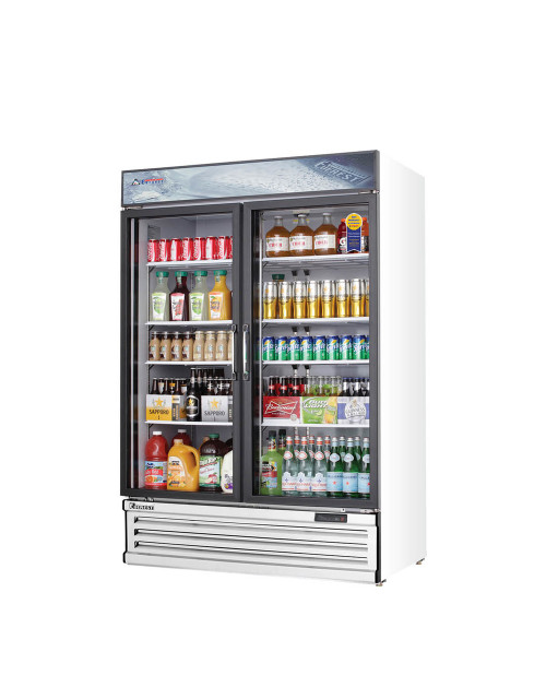 Everest Refrigeration EMSGR48 53.25" White Double Swing Glass Door Refrigerator - 48 Cu. Ft.