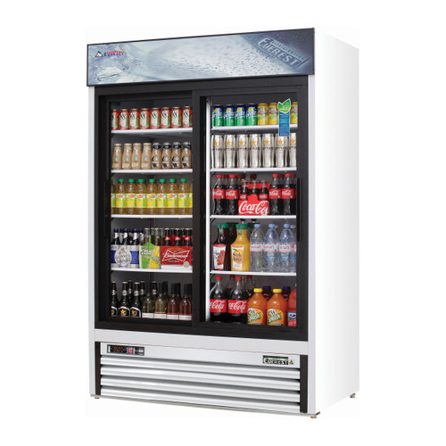 Everest Refrigeration EMGR48 53.25" Double Sliding Glass Door Refrigerator - 48 Cu. Ft. (White)