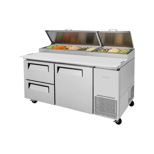 Turbo Air TPR-67SD-D2-N Super Deluxe Pizza Prep Table - 2 Drawers & 1 Solid Door