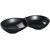 Yanco BP-4032 Black Pearl 8 1/2" x 3 1/2" Two Compartment Melamine Sauce Dish