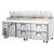 Everest Refrigeration EPPR3-D4 93.25" Three Section One Door/Four Drawer Side Mount Pizza Prep Table - 30 Cu. Ft.