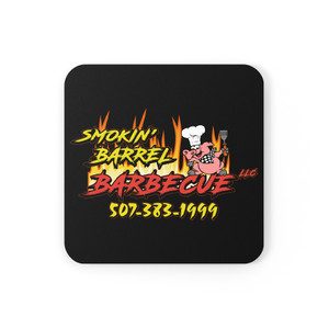 Smokin Barrel Barbeque Cork Back Coaster Smokin Barrel Barbeque Cork Back Coaster