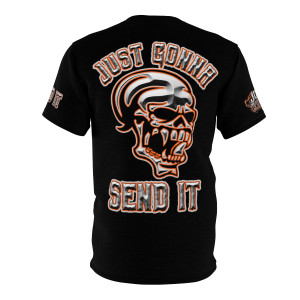Orange Just Gonna Send It Unisex Cut & Sew Tee (AOP) Orange Just Gonna Send It Unisex Cut & Sew Tee (AOP)