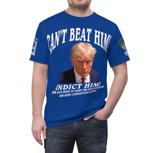 Trump Indict Unisex Cut & Sew Tee (AOP) Trump Indict Unisex Cut & Sew Tee (AOP)