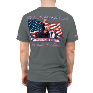 Trump 2024 AA gray Unisex Cut & Sew Tee (AOP)  Trump 2024 AA gray Unisex Cut & Sew Tee (AOP)