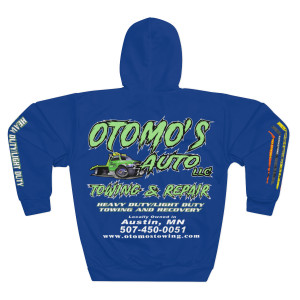 Otomos Auto Towing and Repair dark dk blue Unisex Pullover Hoodie (AOP) Otomos Auto Towing and Repair dark dk blue Unisex Pullover Hoodie (AOP)