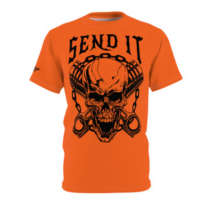 send it black orange front Unisex Cut & Sew Tee (AOP)