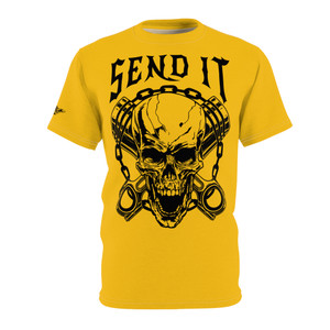 send it black yellow front Unisex Cut & Sew Tee (AOP)