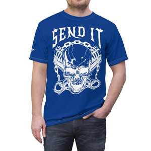 send it white blue front Unisex Cut & Sew Tee (AOP)
