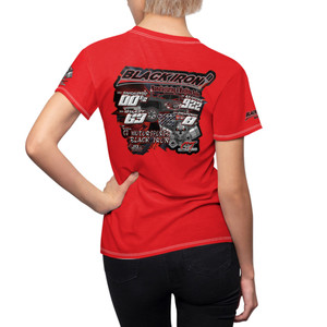  Team CJ Motorsports Black iron 2 red Women's Cut & Sew Tee (AOP)