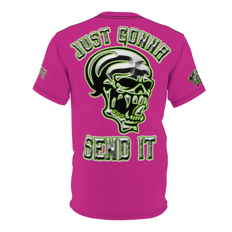 Green Just Gonna Send It pink Unisex Cut & Sew Tee (AOP)