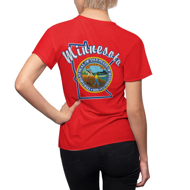 Minnesota flag red Women's Cut & Sew Tee (AOP)