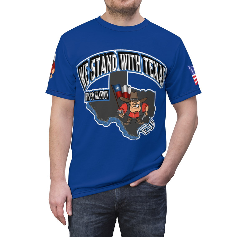 We stand with Texas 2 blue Unisex Cut & Sew Tee (AOP)