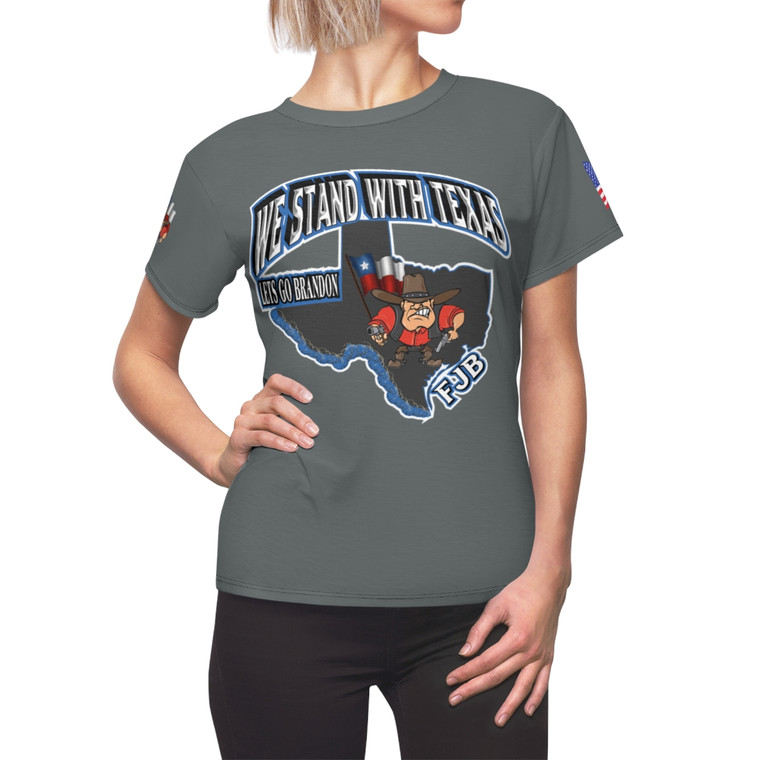 We stand with Texas 2 gray Women's Cut & Sew Tee (AOP)