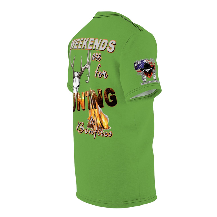 Hunting and bonfires green Unisex Cut & Sew Tee (AOP)