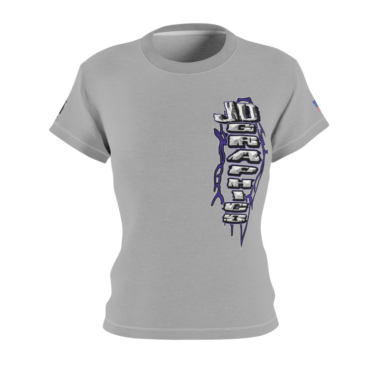 JD PURPLE lt gray Women's Cut & Sew Tee (AOP)