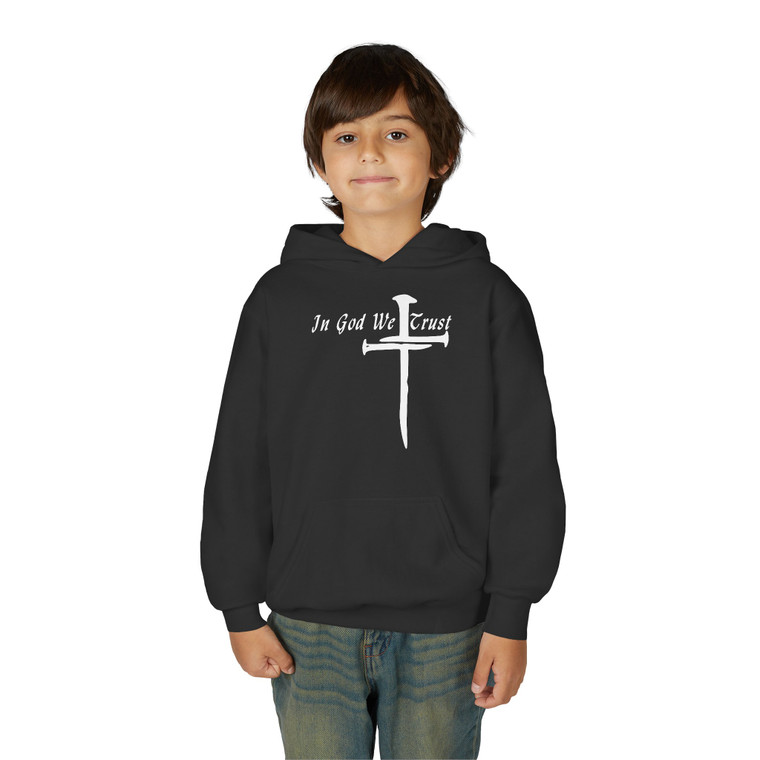 In God We Trust Light Print Youth Heavy Blend Hooded Sweatshirt In God We Trust Light Print Youth Heavy Blend Hooded Sweatshirt