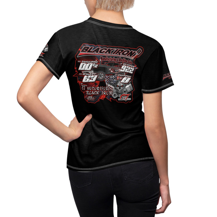 Team CJ Motorsports Black iron 2 black Women's Cut & Sew Tee (AOP)