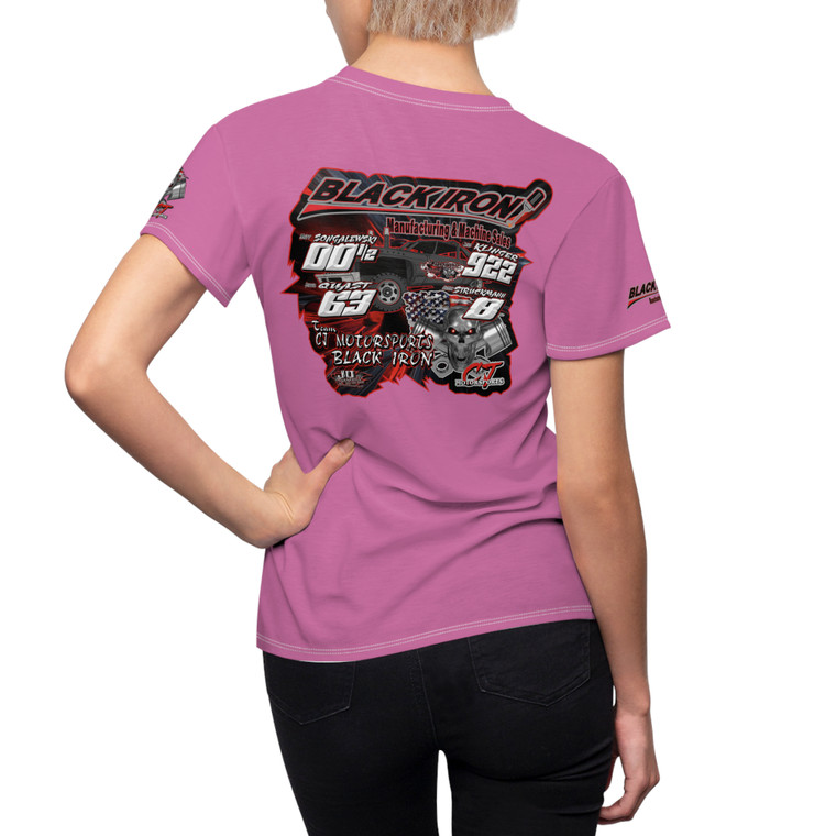 Copy of Team CJ Motorsports Black iron 2 lt pink Women's Cut & Sew Tee (AOP) Copy of Team CJ Motorsports Black iron 2 lt pink Women's Cut & Sew Tee (AOP)