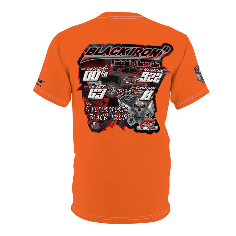 Team CJ Motorsports Black iron 2 orange Unisex Cut & Sew Tee (AOP)