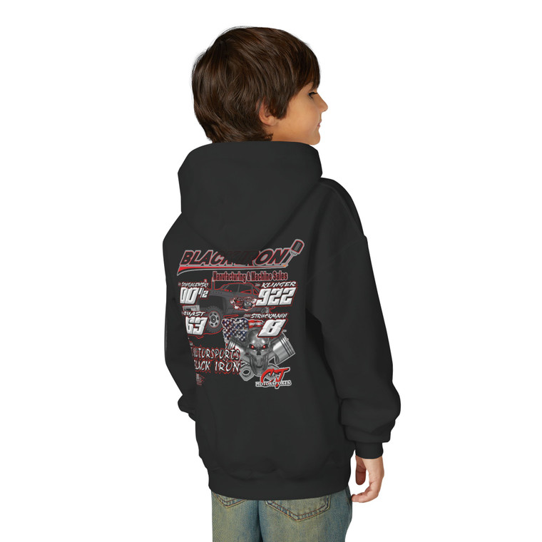 Team CJ Motorsports Black iron Youth Heavy Blend Hooded Sweatshirt Team CJ Motorsports Black iron Youth Heavy Blend Hooded Sweatshirt