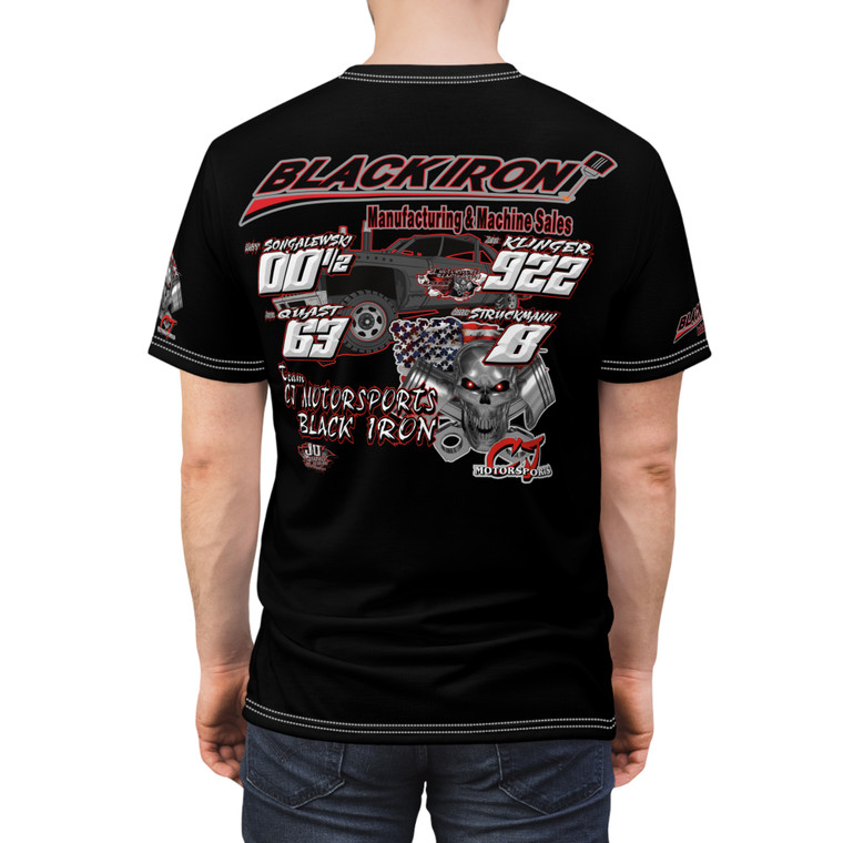 Team CJ Motorsports Black iron black Unisex Cut & Sew Tee (AOP)