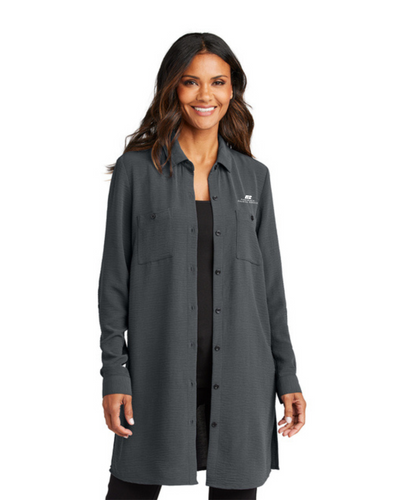 Ladies' Port Authority Textured Crepe Long Tunic with Buttons