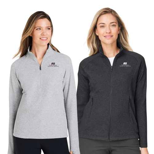 Model View Platinum Grey Heather 1/4 Zip & Black Heather Full Zip