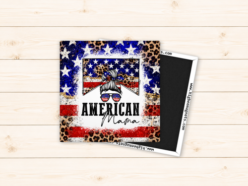 American Mama Distressed American Flag USA Leopard Print
