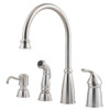 Pfister GT26-4CBS  Avalon One-Handle Kitchen Faucet with Side Spray, Stainless Steel