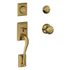 SCHLAGE F62ADD609GEO F62-ADD-GEO Addison Double Cylinder Handleset with Georgian Interior Kno, Antique Brass