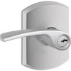 SCHLAGE F51AMER626GRW Lock Company Greenwich Deco Rose Entry Door Lock Satin Chrome