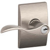 SCHLAGE F51AACC619CEN F51A Accent With Century Rose Keyed Entry Lock C Keyway with 16211 Latch 10063 Strike Satin Nickel Finish