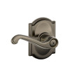 SCHLAGE F40FLA620CAM F40 FLA 620 CAM Camelot Collection Flair Privacy Lever, Antique Pewter